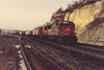 Grain train rolls east